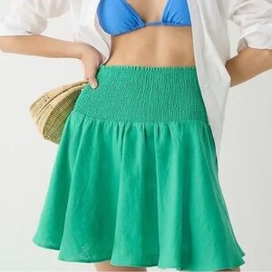 J Crew green linen short skirt